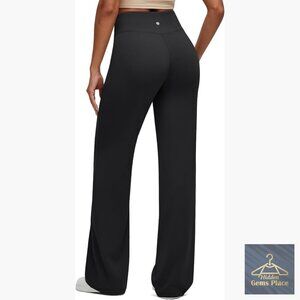 Wide Leg Yoga Pants Cross Waist High Stretch Zipper Pockets 29/31/33